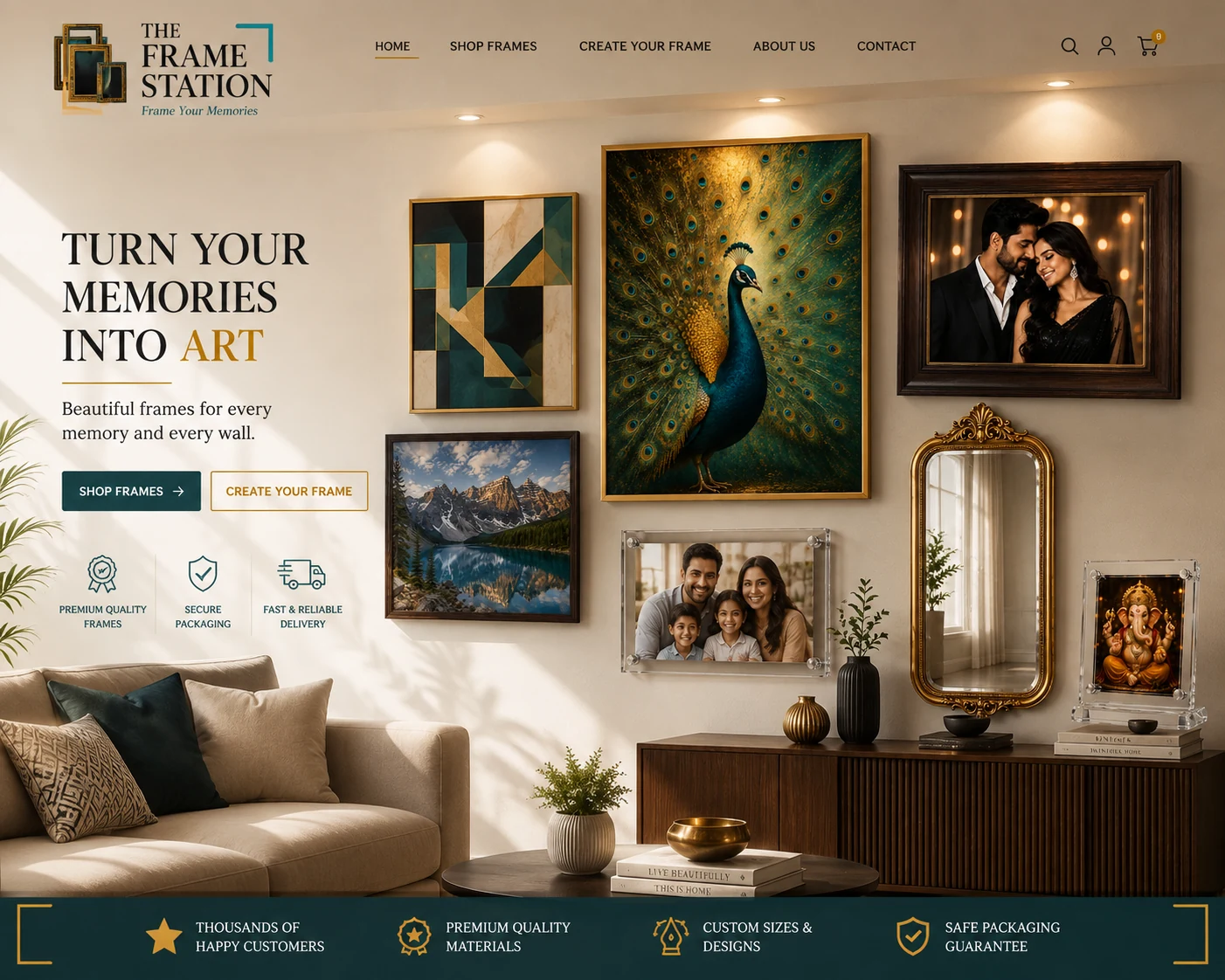 The Frame Station gallery wall with multiple frame styles